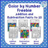 Color by Number Freebie for Addition and Subtraction Facts to 10