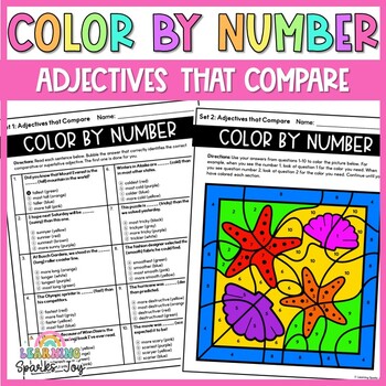 Preview of Color by Number Grammar | Adjectives that Compare | No Prep Printables!