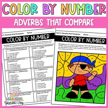 Preview of Color by Number Grammar | Adverbs that Compare | No Prep Printables!