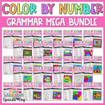 Preview of Color by Number Grammar BUNDLE - ELA No Prep Printables!