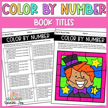 Preview of Color by Number Grammar | Book Titles | No Prep Printables!