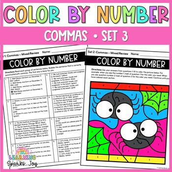 Preview of Color by Number Grammar | Commas - Set 3 | No Prep Printables!