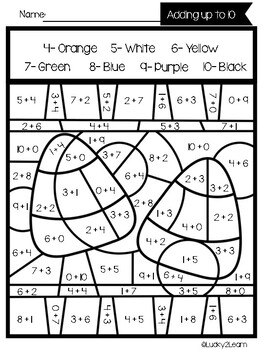 Color by Number Halloween- Math Worksheet by Lucky2Learn | TPT