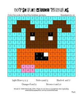 Color by Number Hidden Picture Perky Puppy by Top Secret Worksheets