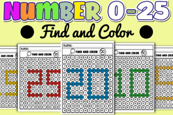 Preview of Color by Number Math Worksheets | Find and Color 0-25 | End of Year Activities