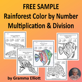 Color by Number Multiplication and Division Rainforest The