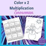 Color by Number Multiplication x2 Snowman