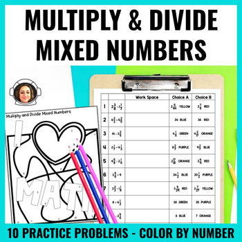 Preview of Multiply and Divide Mixed Numbers - Math Color by Number