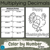Color by Number | Multiplying Decimals | Fall Math | Fall | Thanksgiving Math