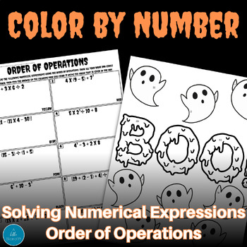 Preview of Color by Number | Numerical Expressions | Halloween Math | Order of Operations