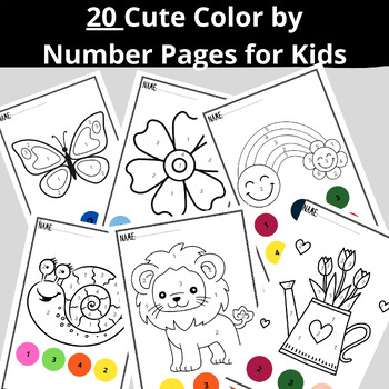 Preview of Color by Number Pages for Kids, Activity Book for Boys, Girls, Preschool, Spring