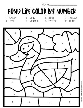 color by number pond preschool worksheets by the keeper of the memories