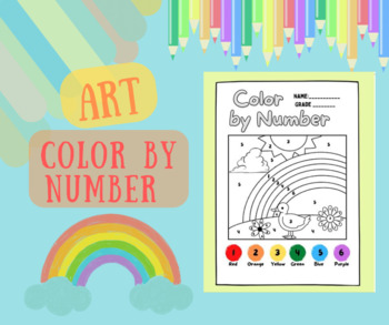 Preview of Color by Number Rainbow Worksheet