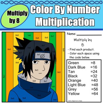 Color by Number - Sasuke - Multiply by 8 by Celtic Kilpatrick's Class