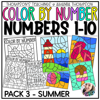 Preview of Color by Number Sheets | Color by Code Summer