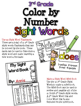 Color by Number Sight Words (3rd Grade Edition) by The Moffatt Girls