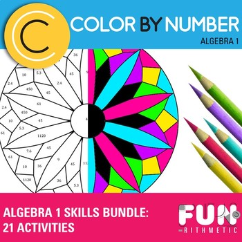 Preview of Algebra 1 Color by Number Skills Bundle: 21 Activities *Differentiated*