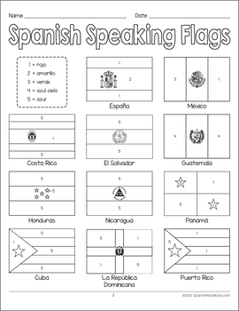 Flags of Spanish-Speaking Countries Coloring Sheets by Spanish Made Easy
