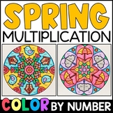 Color by Number - Spring Multiplication Facts Practice