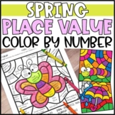 Color by Number Spring Place Value Worksheets