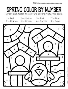 color by number spring preschool worksheets by the keeper of the memories