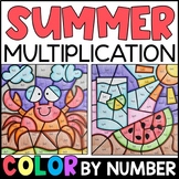 Color by Number - Summer Multiplication Facts Practice