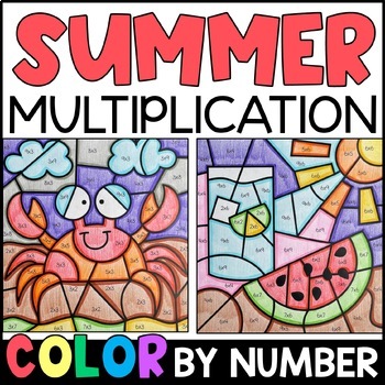 Preview of Color by Number - Summer Multiplication Facts Practice