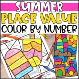 Color by Number Summer Place Value Worksheets