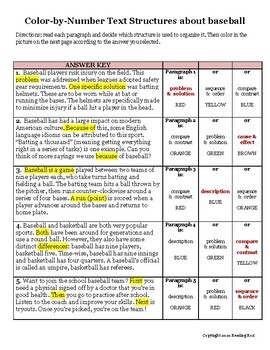 Baseball Color by Number, Worksheet, Education.com