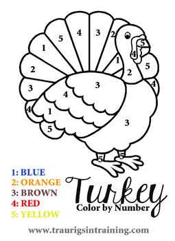 Preview of Color by Number Thanksgiving Turkey