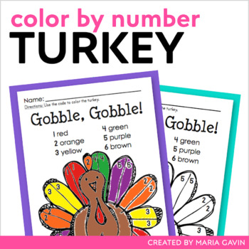 Preview of Color by Number Thanksgiving Turkey