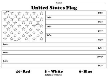 Preview of Color by Number U.S. Flag - Addition