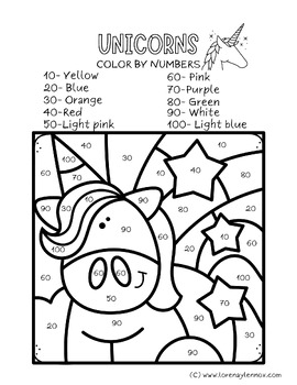 Color by Number Unicorn Coloring Pages (English) | TPT