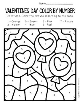 Download Color by Number Valentine's Day Preschool Worksheets | TpT