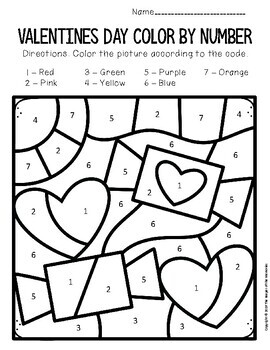 Download Color by Number Valentine's Day Preschool Worksheets | TpT