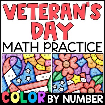 Preview of Color by Number - Veteran's Day Math Facts Practice