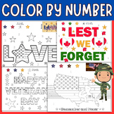 Color by Number Veterans Day, Memorial & Remembrance - Pat