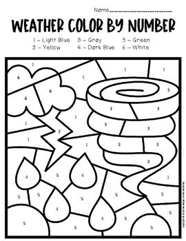 color by number weather preschool worksheets by the keeper of the memories