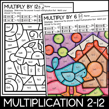 Color by Number - Winter Multiplication Facts Practice by Amanda Garcia