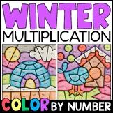 Color by Number - Winter Multiplication Facts Practice