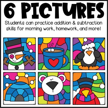 color by number winter mystery pictures place value worksheets tpt