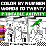 Color by Number Words Coloring Pages Special Education Mat