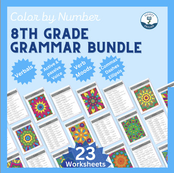 Preview of Color by Number Worksheets 8th Grade Grammar Bundle