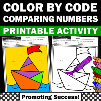 Preview of Place Value Comparing Numbers Color by Number Kindergarten Math Review Centers