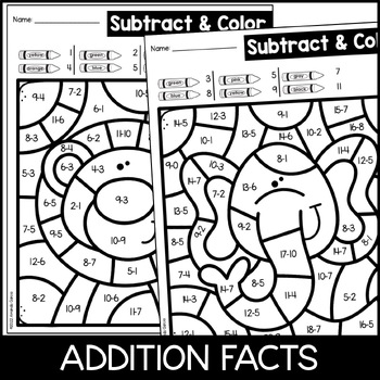 Color by Number - Zoo Animals Addition and Subtraction Practice