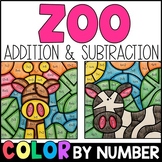 Color by Number -  Zoo Animals Addition and Subtraction Practice