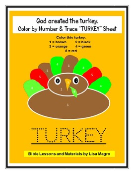 Preview of Thanksgiving - Color by Number and Trace a "Turkey" Multi-Activity Worksheet