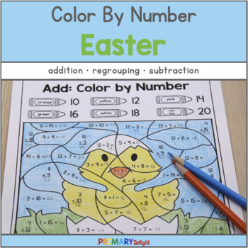 Preview of Easter Color by Number Math Addition and Subtraction