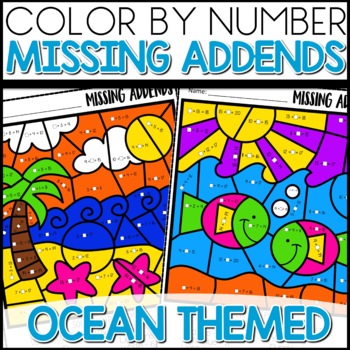 Download Color by Number |missing addends| OCEAN Themed | Math ...
