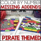 Color by Number Missing Addends Pirate Themed Math Worksheets